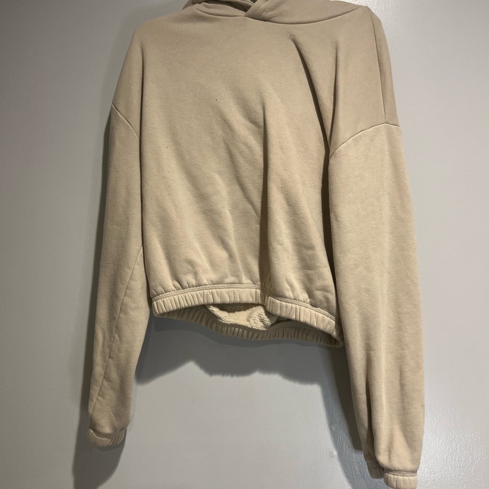 Zara Beige Cropped Hoodie